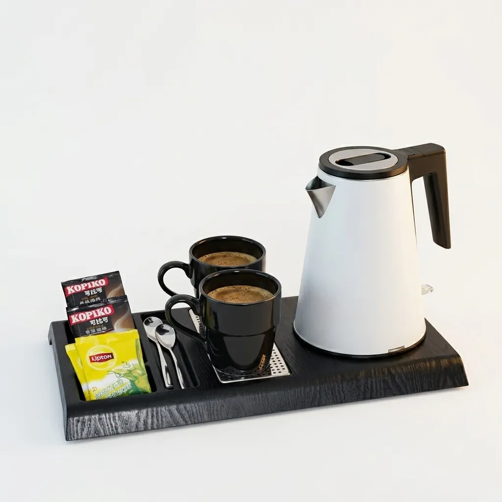 Wood Grain Tray Set with Strix Seamless Stainless Steel 0.8L Kettle [1101] — KTS-1101 (image 3)