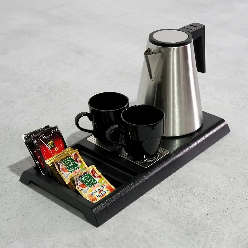 Wood Grain Tray Set with Stainless Steel 1.2L Kettle with Triple Protection — KTS-1104 (image 6)