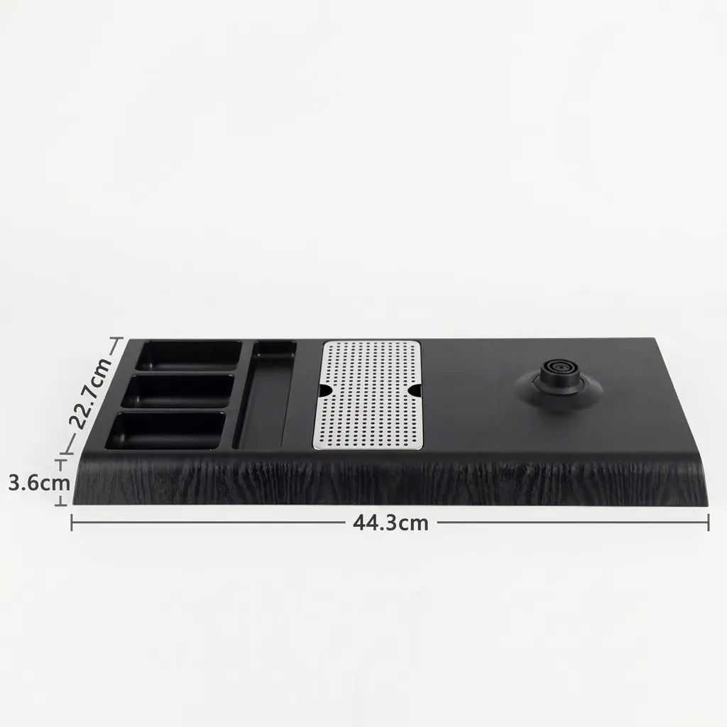 Wood Grain Tray Set with Stainless Steel Double Body 1.2L Kettle [1106] — KTS-1106 (image 5)