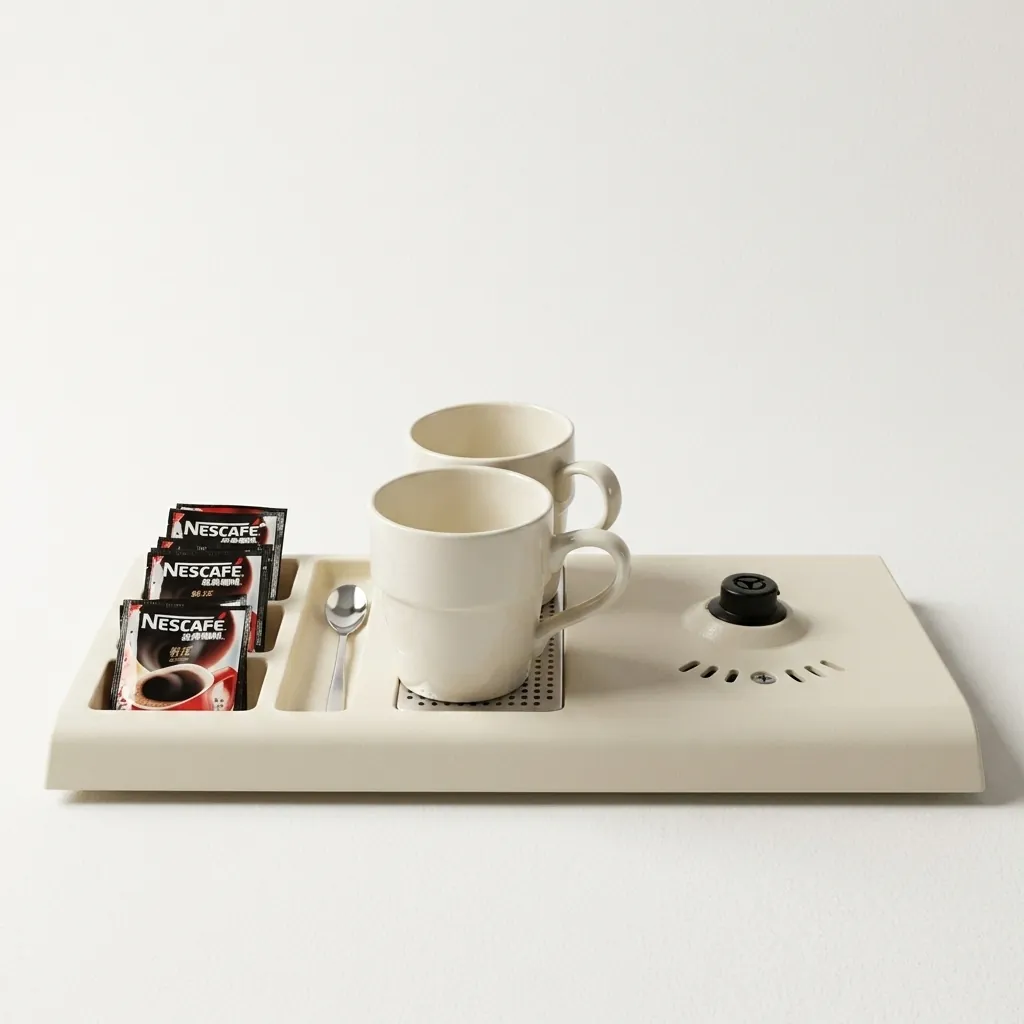 Wood Grain Tray Set with Stainless Steel Double Body 1.2L Kettle [1108] — KTS-1108 (image 7)