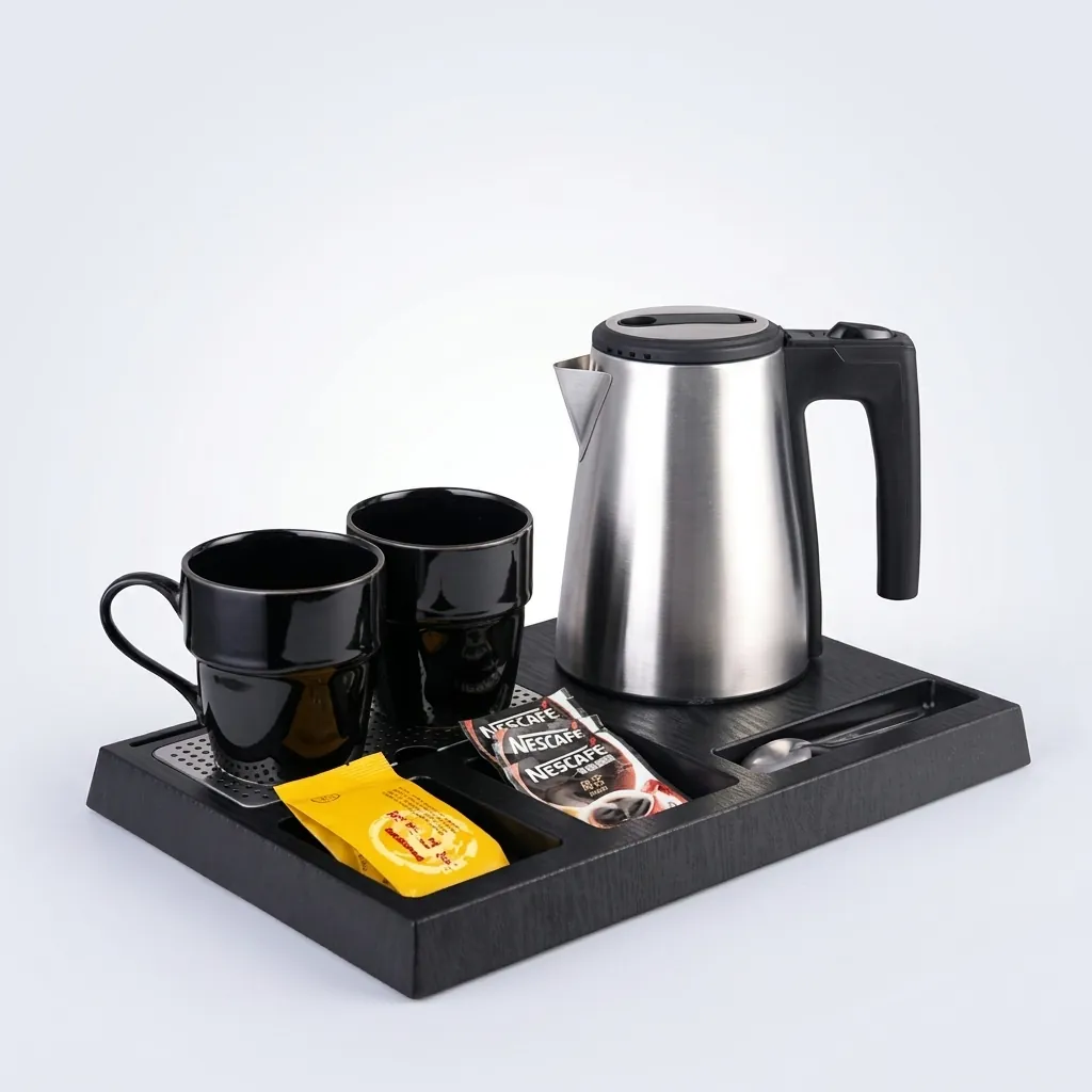Wood Grain 3-in-1 Tray Set with Strix Stainless Steel 0.6L Kettle [1110] — KTS-1110 (image 5)