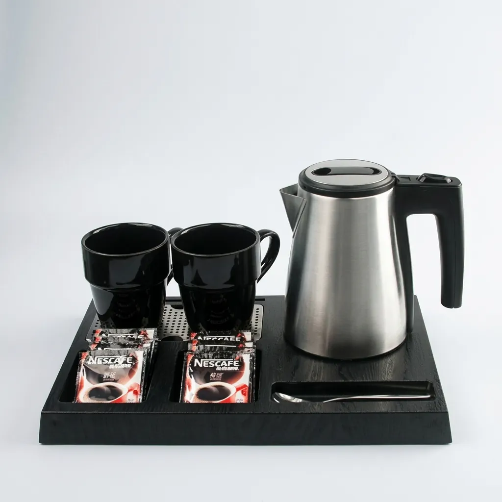 Wood Grain 3-in-1 Tray Set with Strix Stainless Steel 0.6L Kettle [1110] — KTS-1110 (image 7)