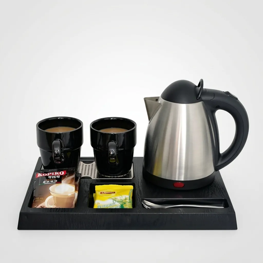 Wood Grain 3-in-1 Tray Set with Strix Stainless Steel 0.8L Kettle — KTS-1112 (image 5)