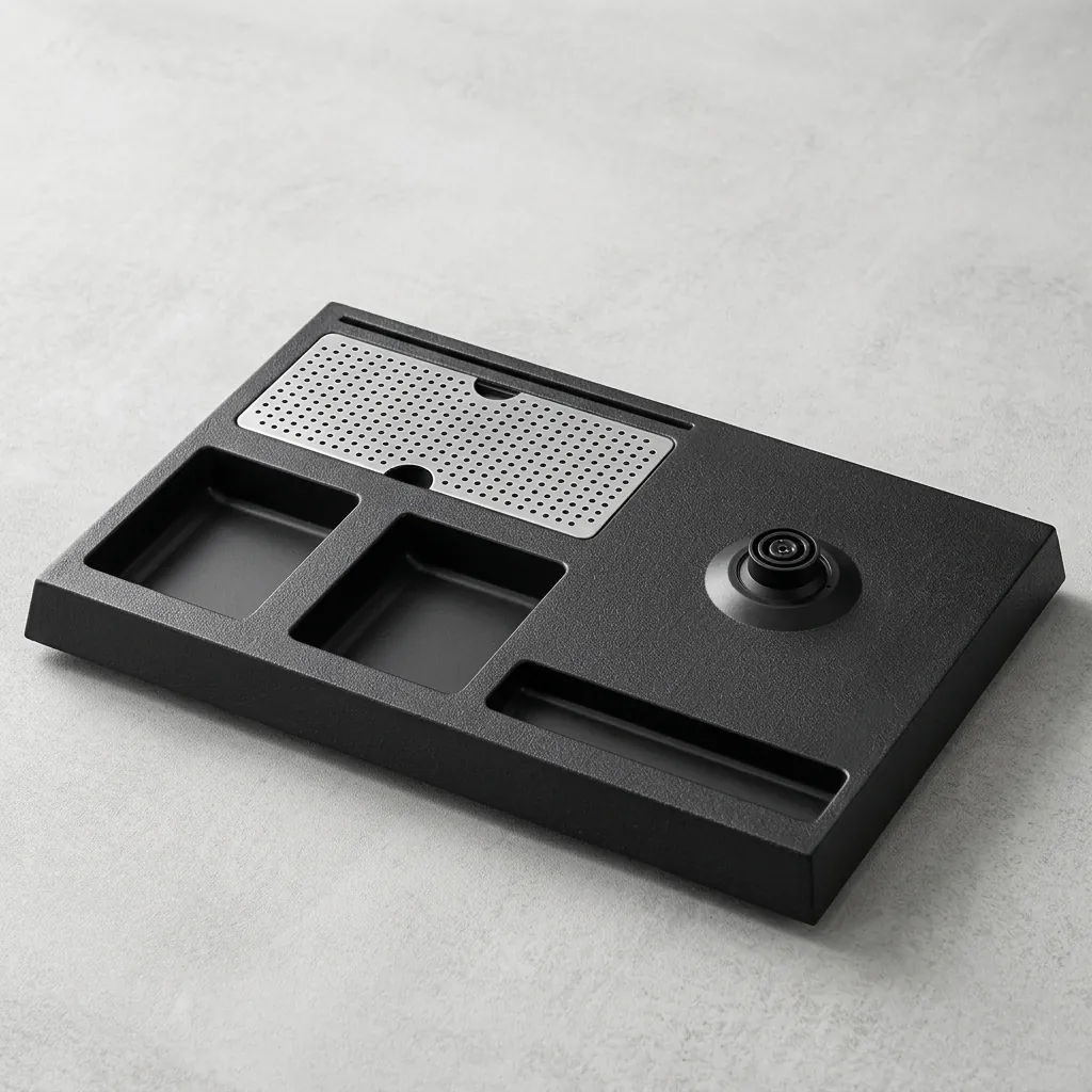 Wood Grain Tray Set with Stainless Steel Double Body 0.6L Kettle [1116] — KTS-1116 (image 4)