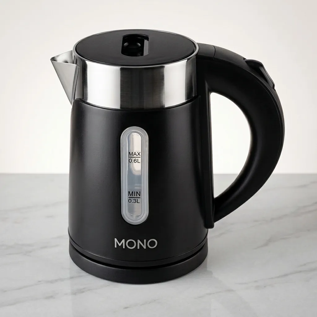 Wood Grain Tray Set with Stainless Steel Double Body 0.6L Kettle [1116] — KTS-1116 (image 2)