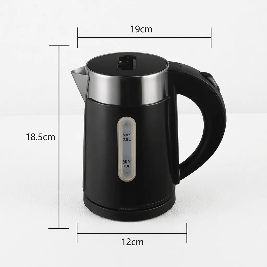 Wood Grain Tray Set with Stainless Steel Double Body 0.6L Kettle [1116] — KTS-1116 (image 6)