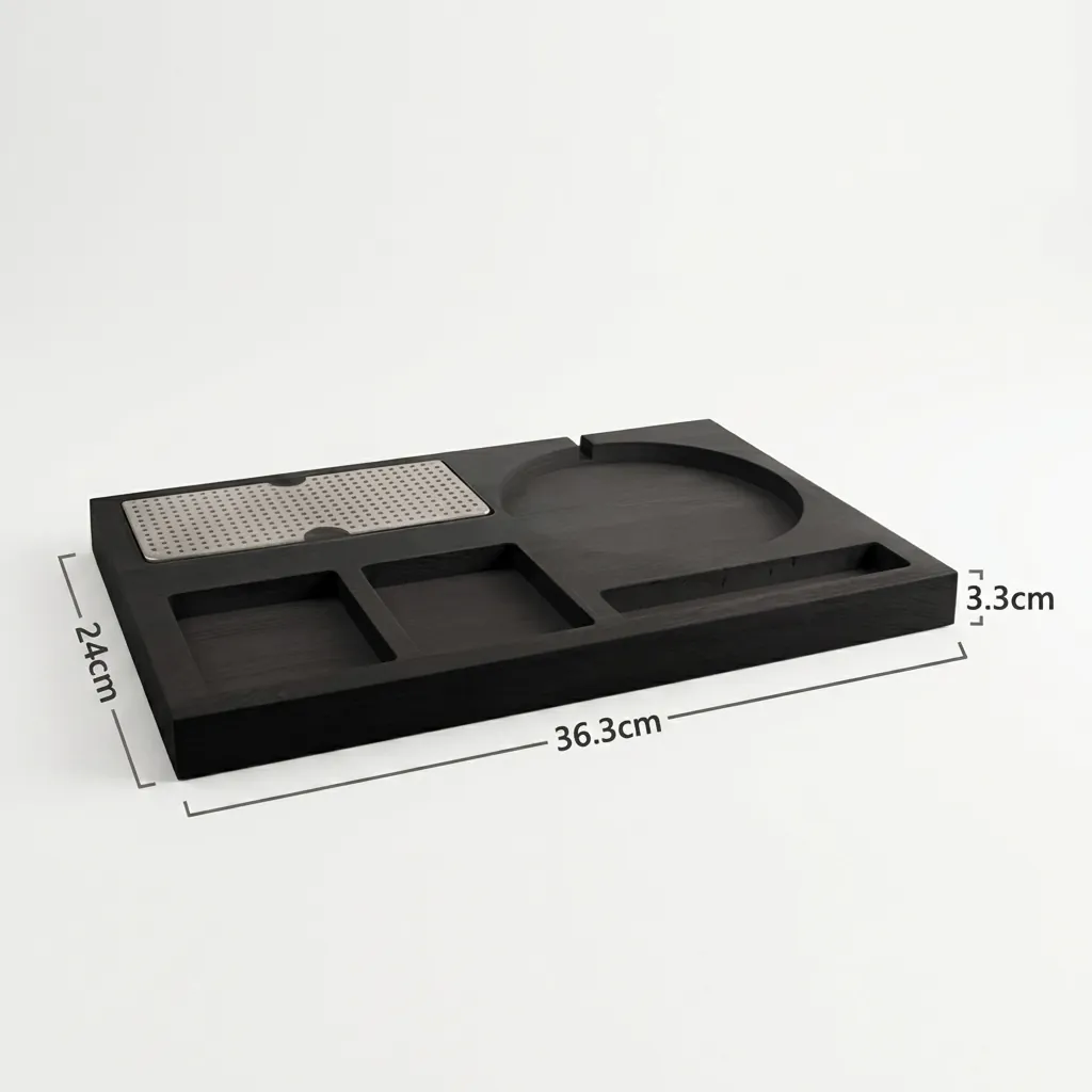 Beech Wood 3-in-1 Tray Set with Stainless Steel 0.8L Kettle [1118] — KTS-1118 (image 7)