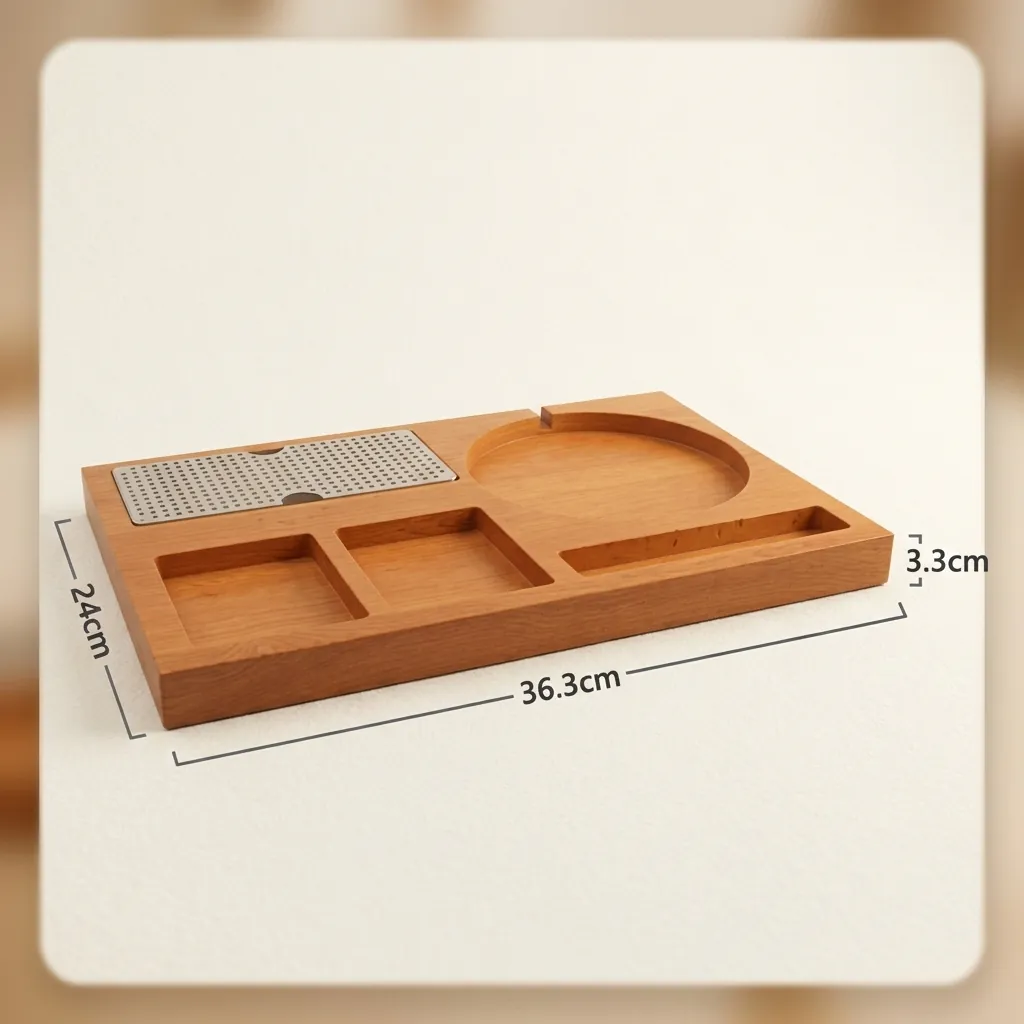 Beech Wood 3-in-1 Tray Set with Stainless Steel 0.8L Kettle [1119] — KTS-1119 (image 4)