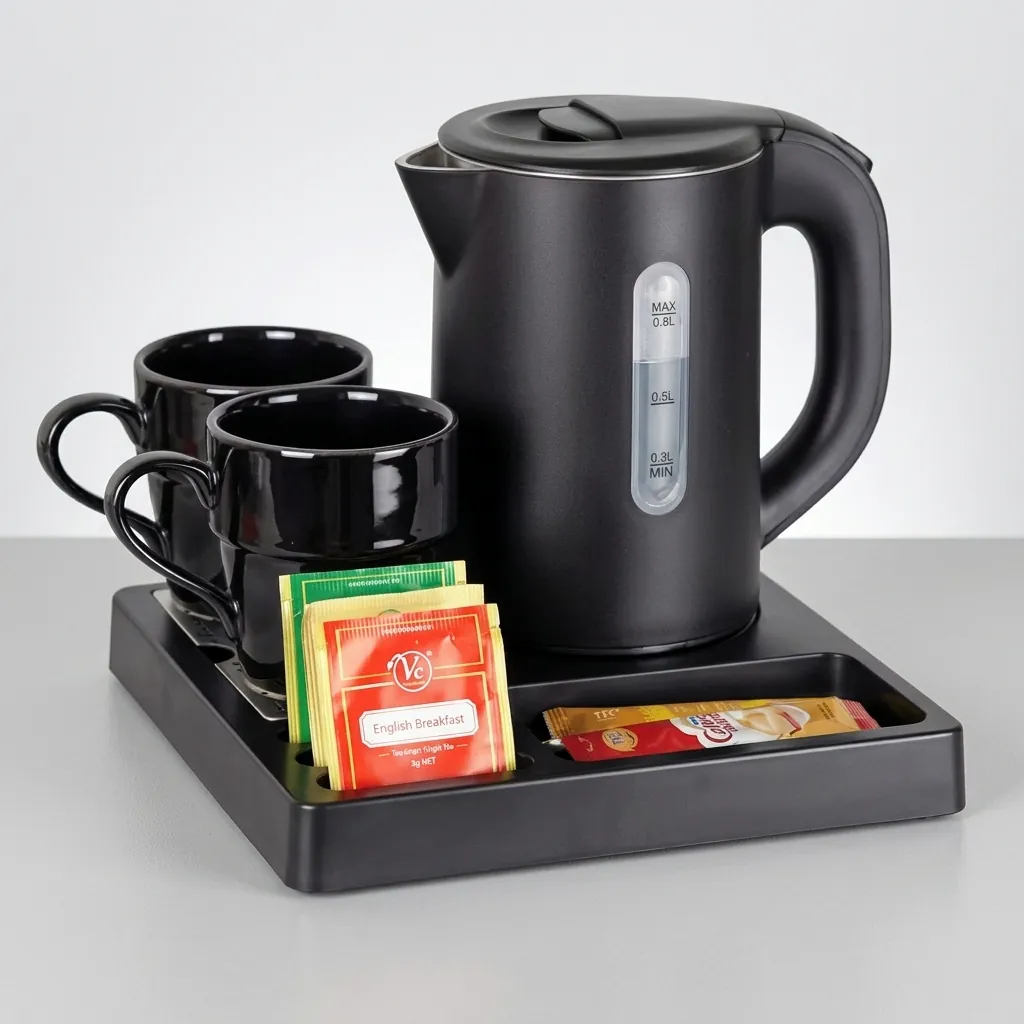 ABS Tray Set with Stainless Steel Anti-Scald 0.8L Kettle [1124] — KTS-1124 (image 7)