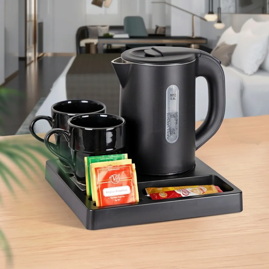 ABS Tray Set with Stainless Steel Anti-Scald 0.8L Kettle [1124] — KTS-1124 (image 8)