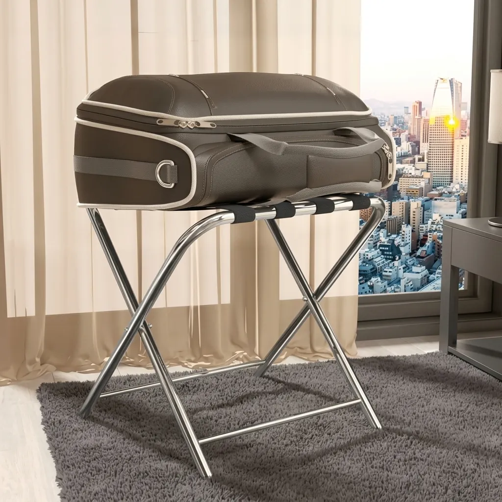 Stainless Steel Backrest Luggage Rack with 4 Straps [1028] — LGR-1028 (image 6)