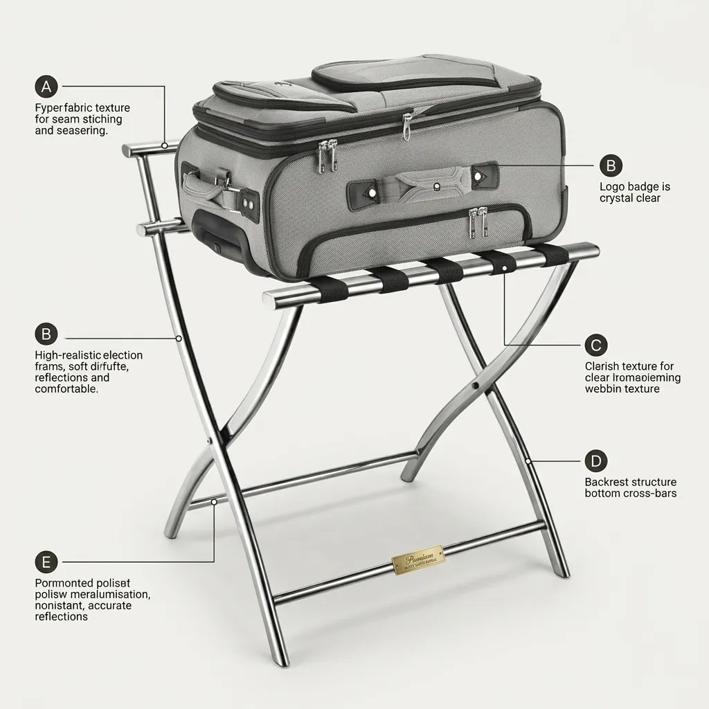 Stainless Steel Backrest Luggage Rack with 5 Straps [1039] — LGR-1039 (image 3)