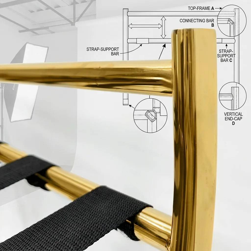 Stainless Steel Backrest Luggage Rack with 4 Straps [1043] — LGR-1043 (image 8)