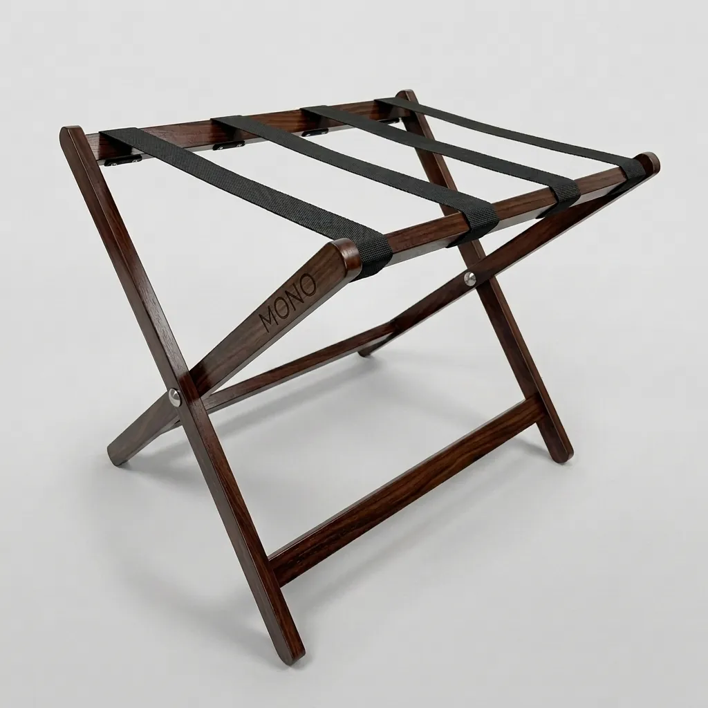 Rubber Wood Luggage Rack with 4 Straps [1045] — LGR-1045 (image 1)