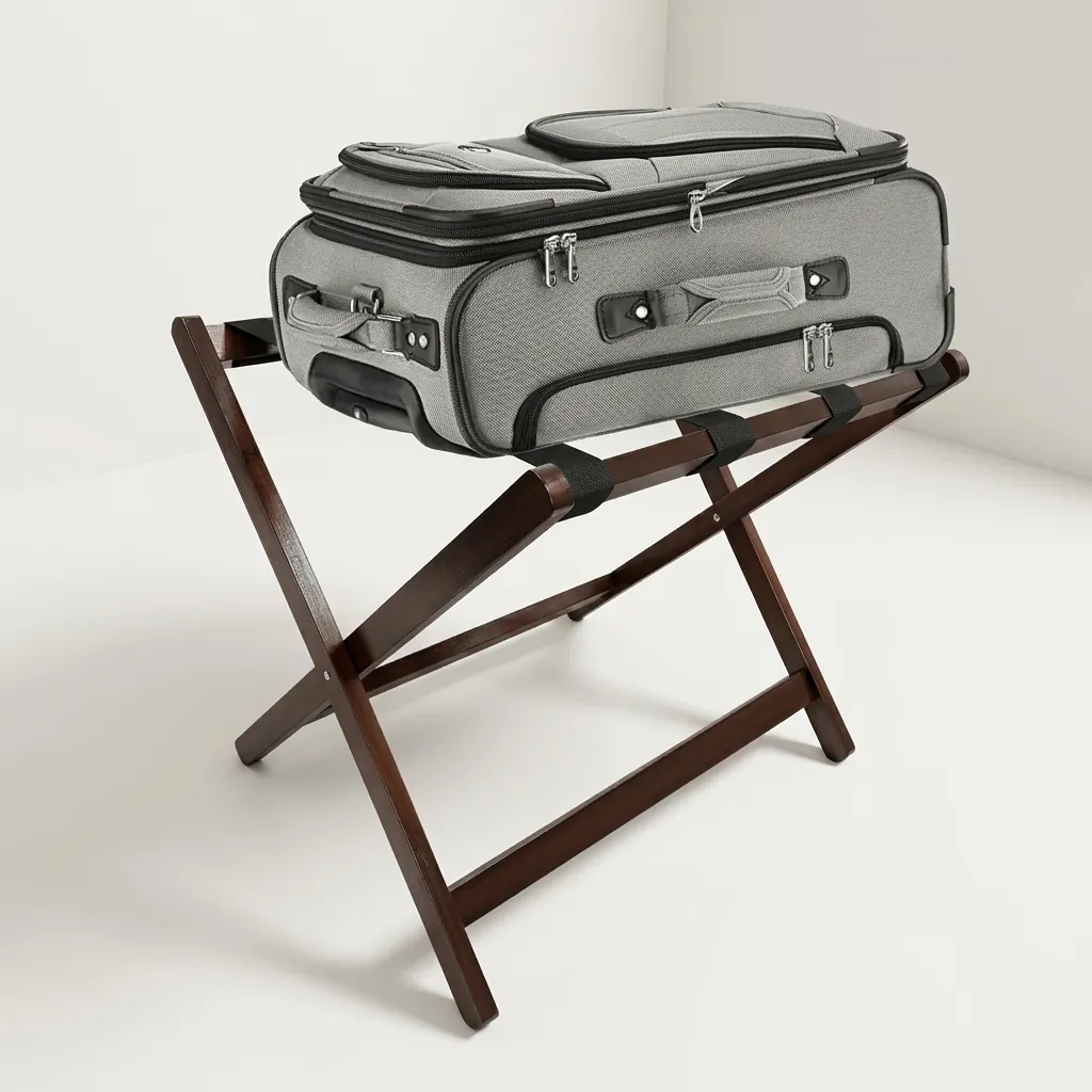 Rubber Wood Luggage Rack with 4 Straps [1045] — LGR-1045 (image 3)