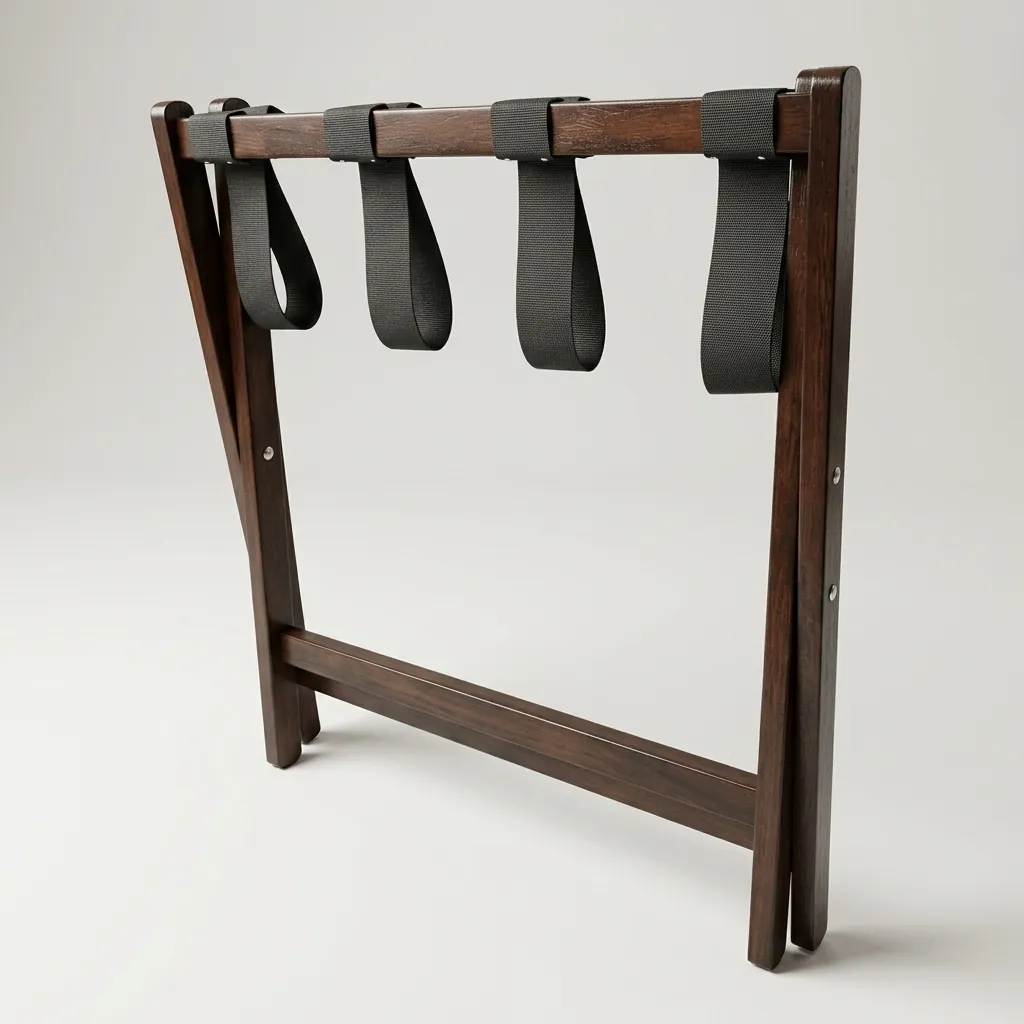 Rubber Wood Luggage Rack with 4 Straps [1045] — LGR-1045 (image 4)