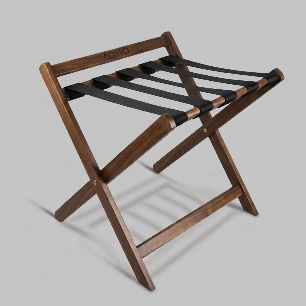 Wooden Luggage Rack With Backrest Mahogany — LGR-1047 (image 1)