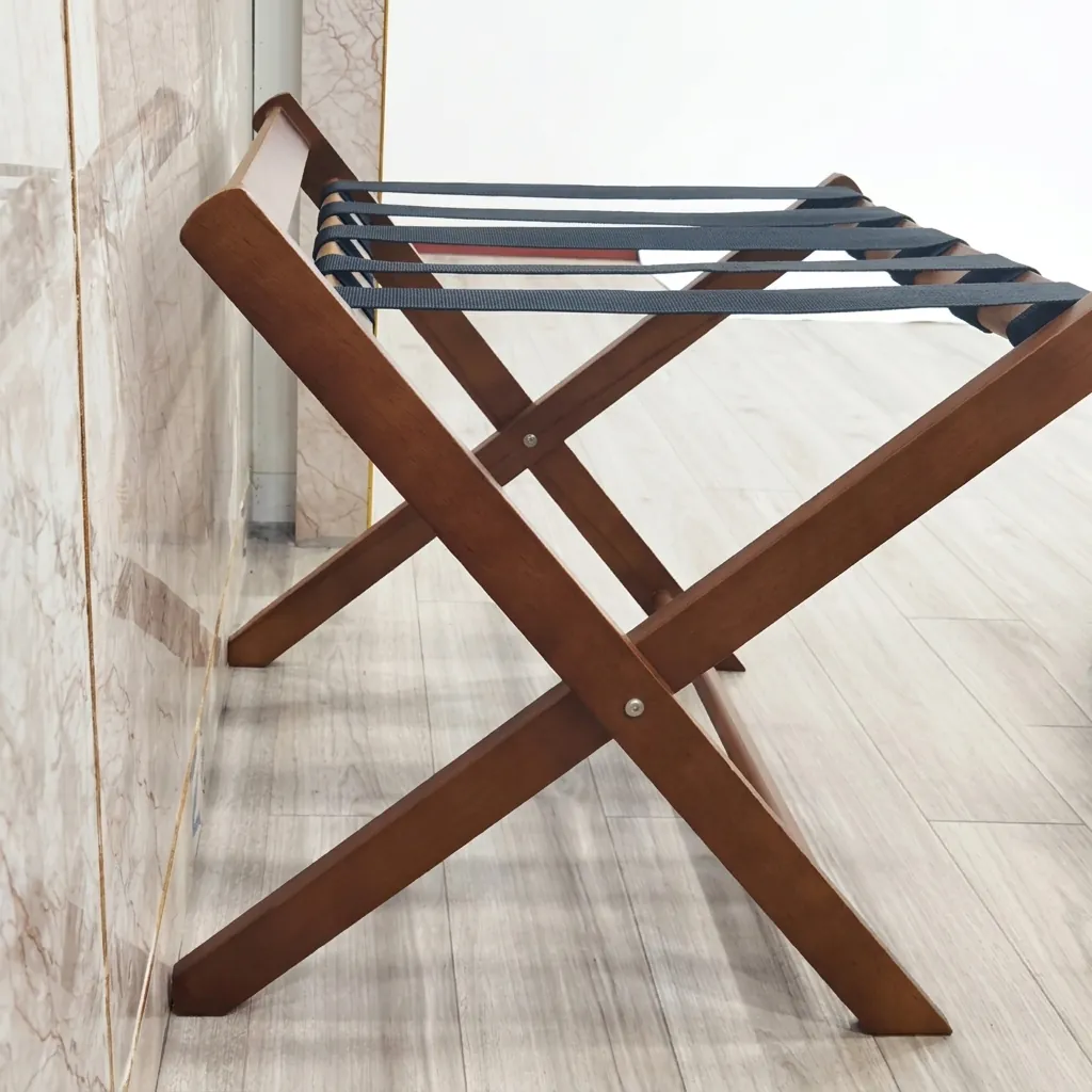 Wooden Luggage Rack With Backrest Mahogany — LGR-1047 (image 7)