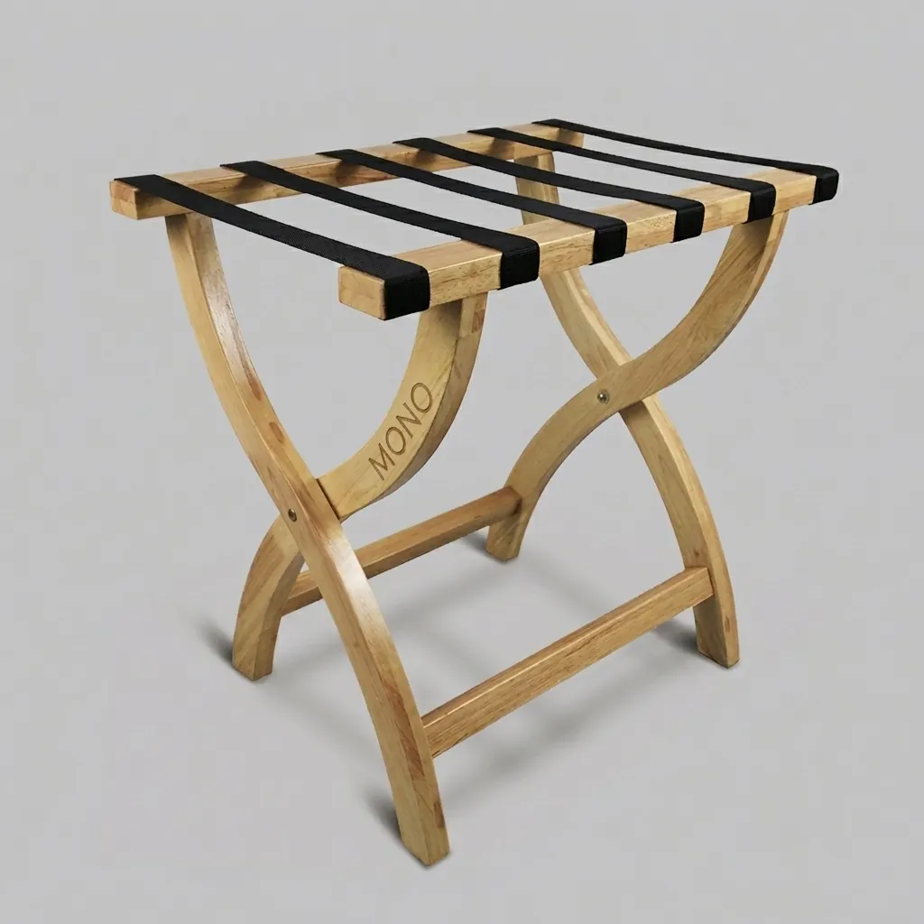 Beech Wood Luggage Rack with 6 Straps — LGR-1050 (image 1)