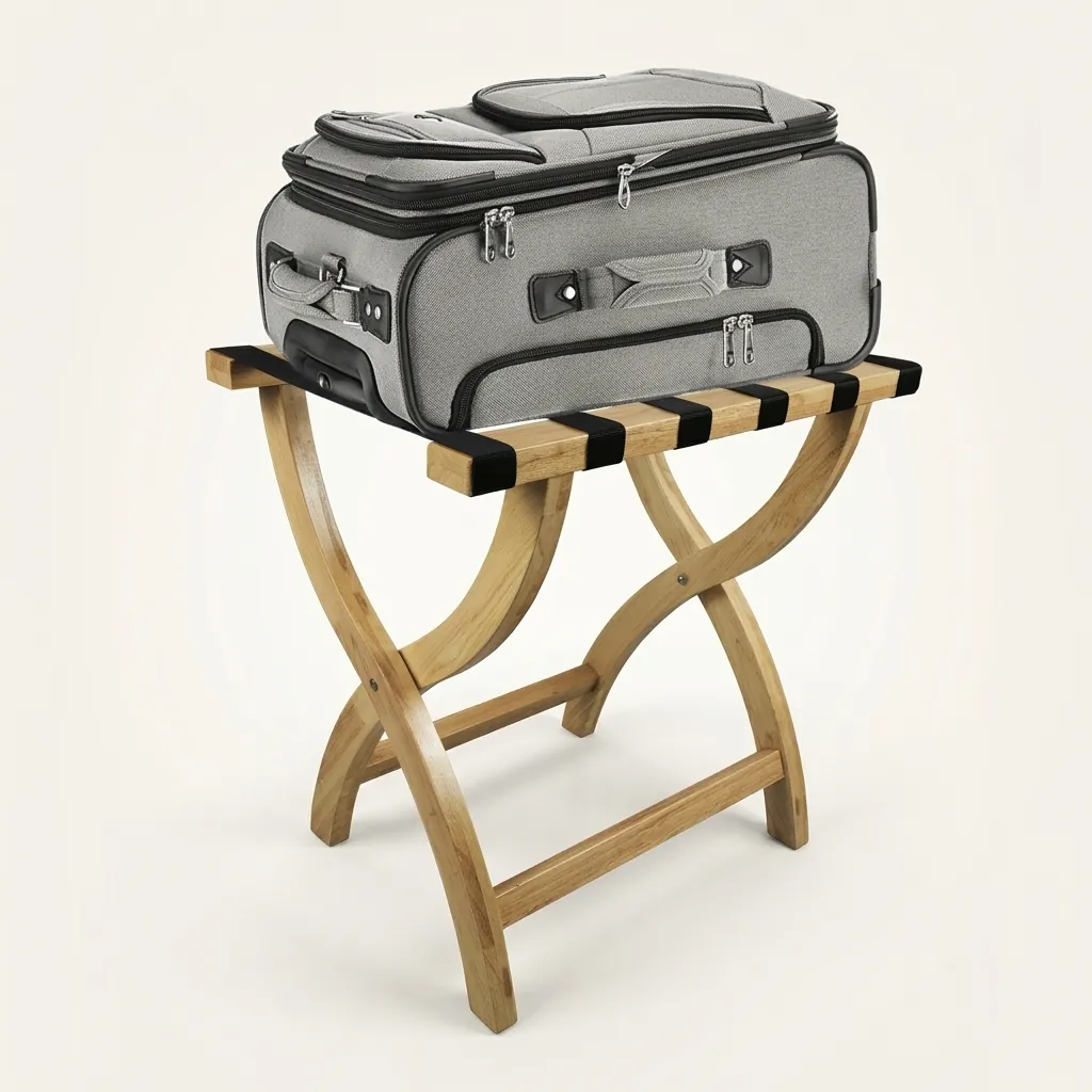 Beech Wood Luggage Rack with 6 Straps — LGR-1050 (image 3)