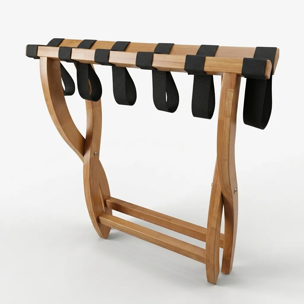 Beech Wood Luggage Rack with 6 Straps — LGR-1050 (image 4)
