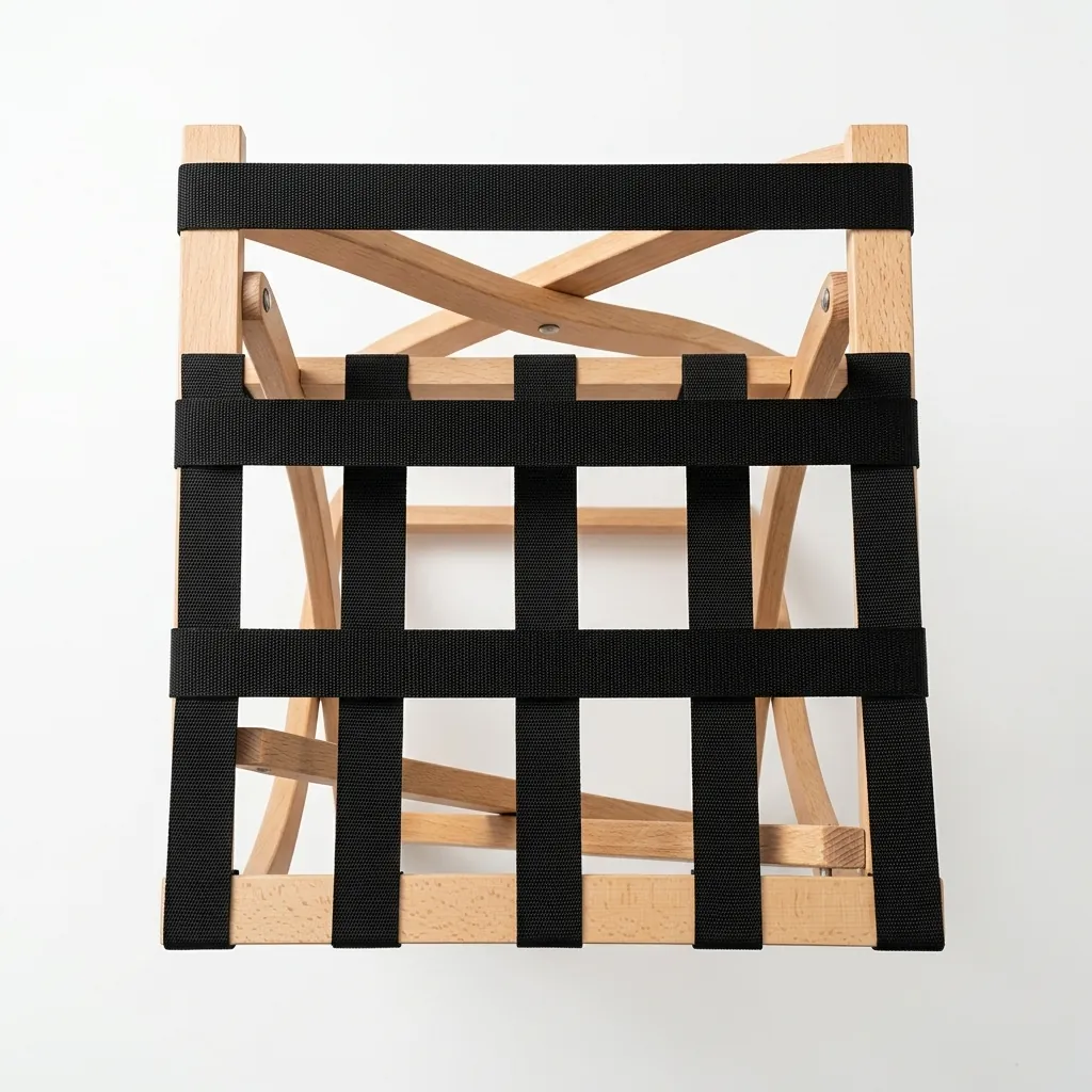 Beech Wood Backrest Luggage Rack with 5 Straps [1051] — LGR-1051 (image 3)