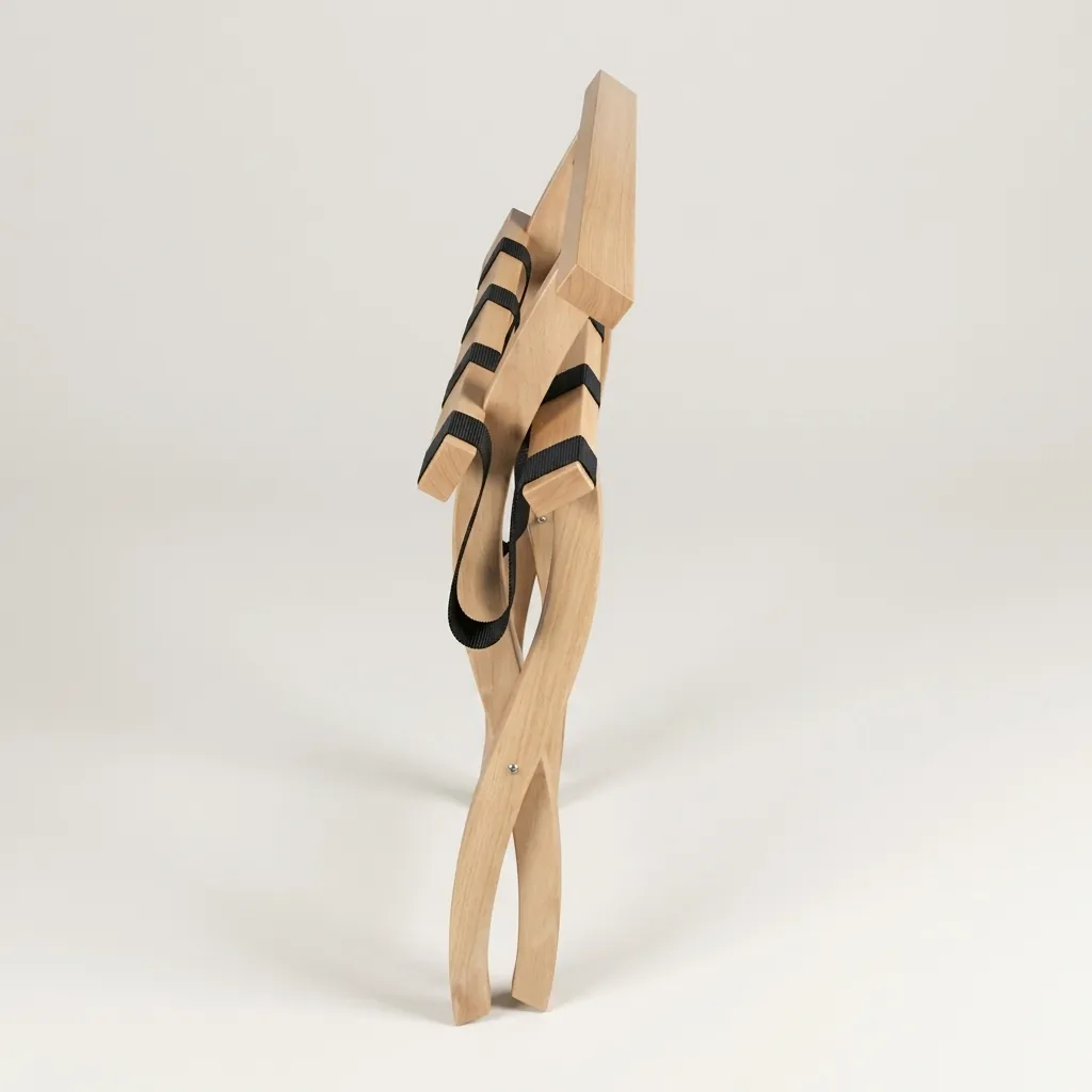 Beech Wood Backrest Luggage Rack with 5 Straps [1051] — LGR-1051 (image 10)