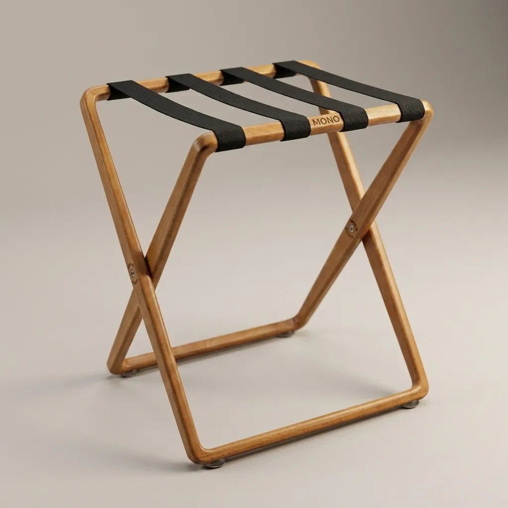 Rubber Wood Luggage Rack with 4 Straps [1054] — LGR-1054 (image 1)