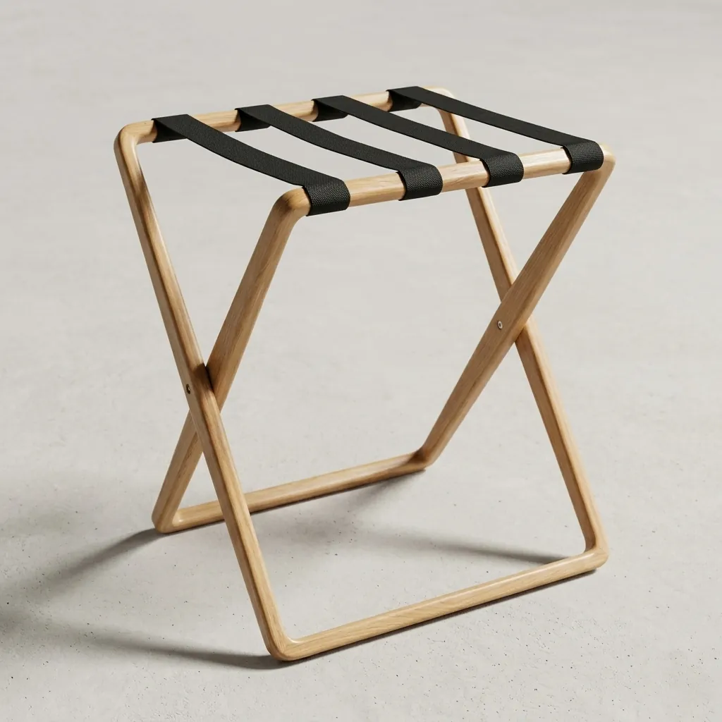 Rubber Wood Luggage Rack with 4 Straps [1054] — LGR-1054 (image 2)