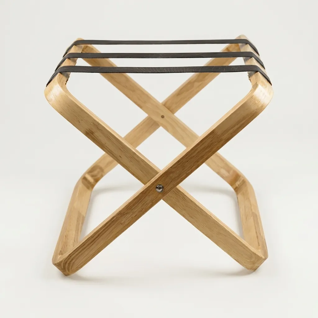 Rubber Wood Luggage Rack with 3 Straps — LGR-1055 (image 5)