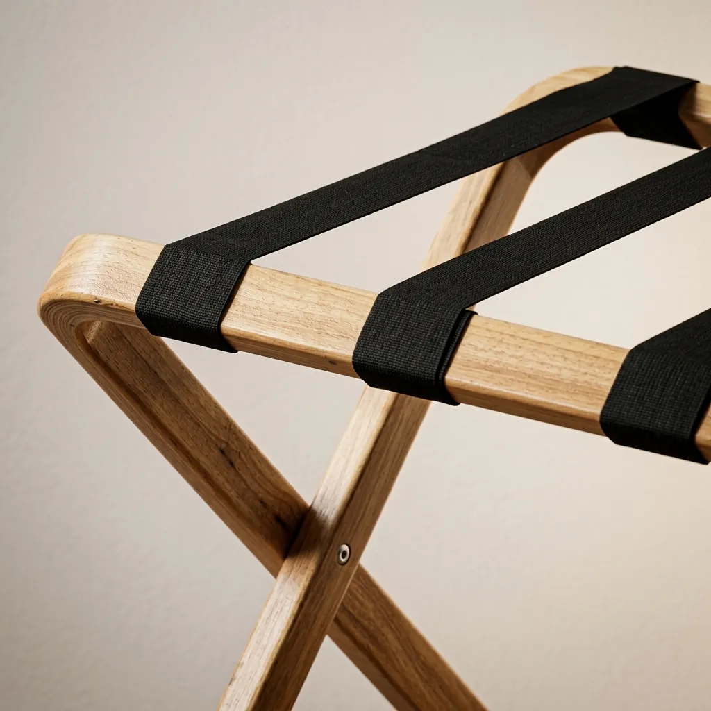 Rubber Wood Luggage Rack with 3 Straps — LGR-1055 (image 6)