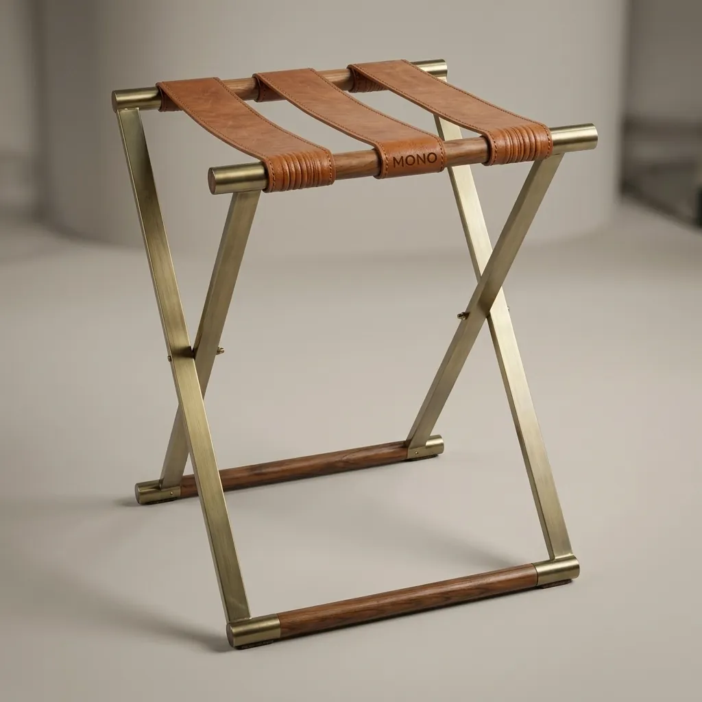 PU Leather Luggage Rack Titanium — LGR-1056 (image 1)