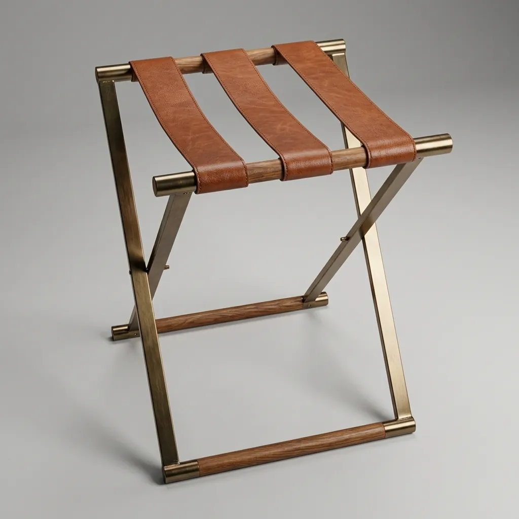 PU Leather Luggage Rack Titanium — LGR-1056 (image 5)