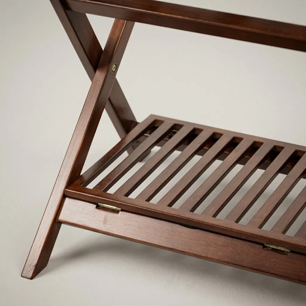 Foldable Wooden Luggage Rack With Shelf — LGR-1057 (image 2)