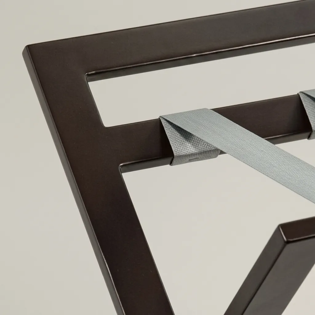 Rubber Wood Backrest Luggage Rack with Nylon Straps — LGR-1060 (image 2)