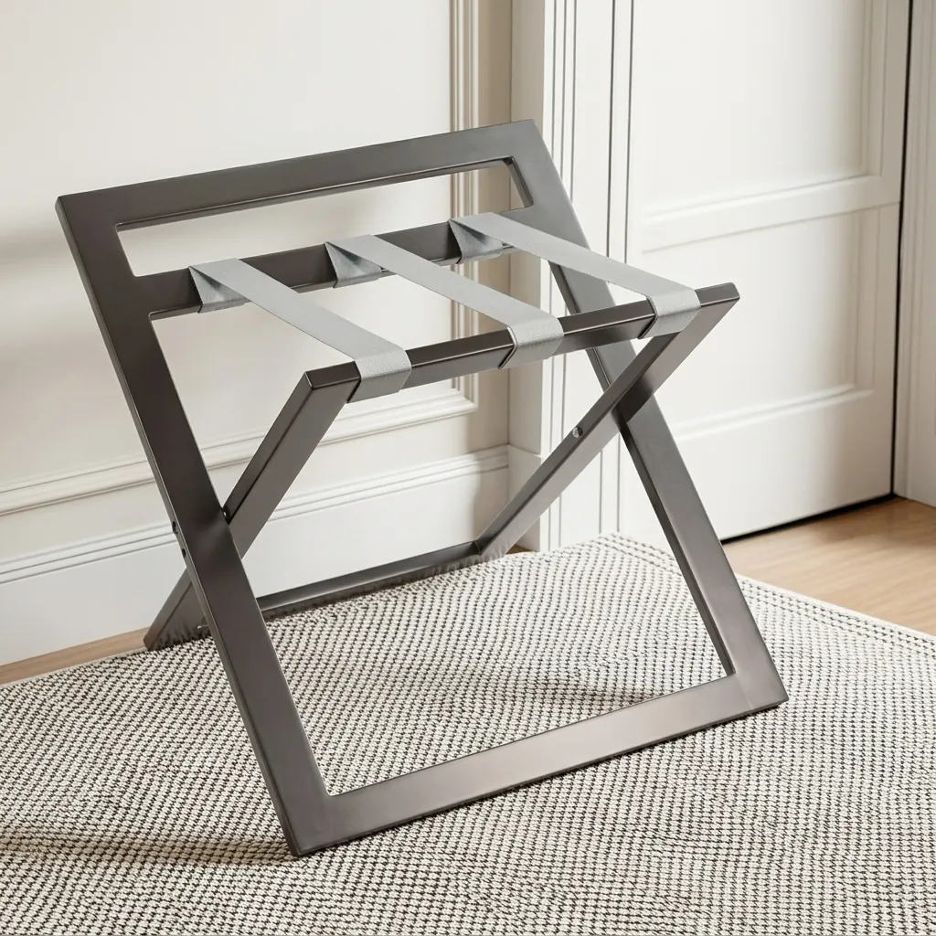 Rubber Wood Backrest Luggage Rack with Nylon Straps — LGR-1060 (image 4)