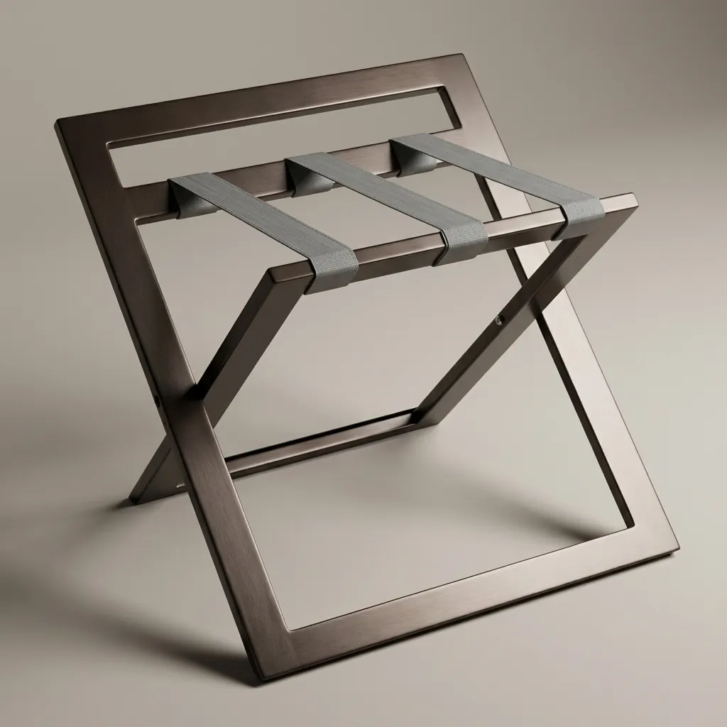 Rubber Wood Backrest Luggage Rack with Nylon Straps — LGR-1060 (image 5)