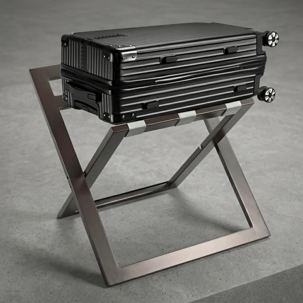 Rubber Wood Backrest Luggage Rack with Nylon Straps — LGR-1060 (image 6)