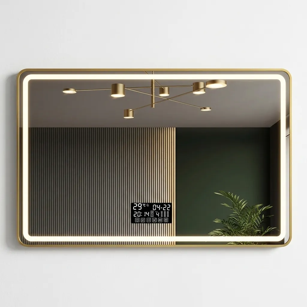 Rectangle Framed LED Front-Light Mirror with Digital Clock — LHM-1026 (image 2)