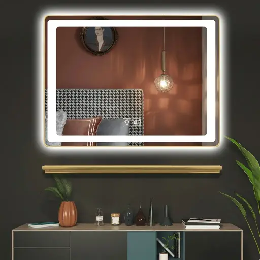 Rectangle Framed LED Front-Light Mirror with Touch Dimmer