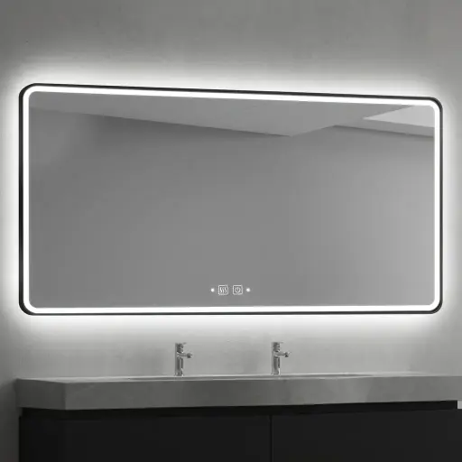 Rounded Rectangle Framed LED Front-Light Mirror with Touch Dimmer [1029]
