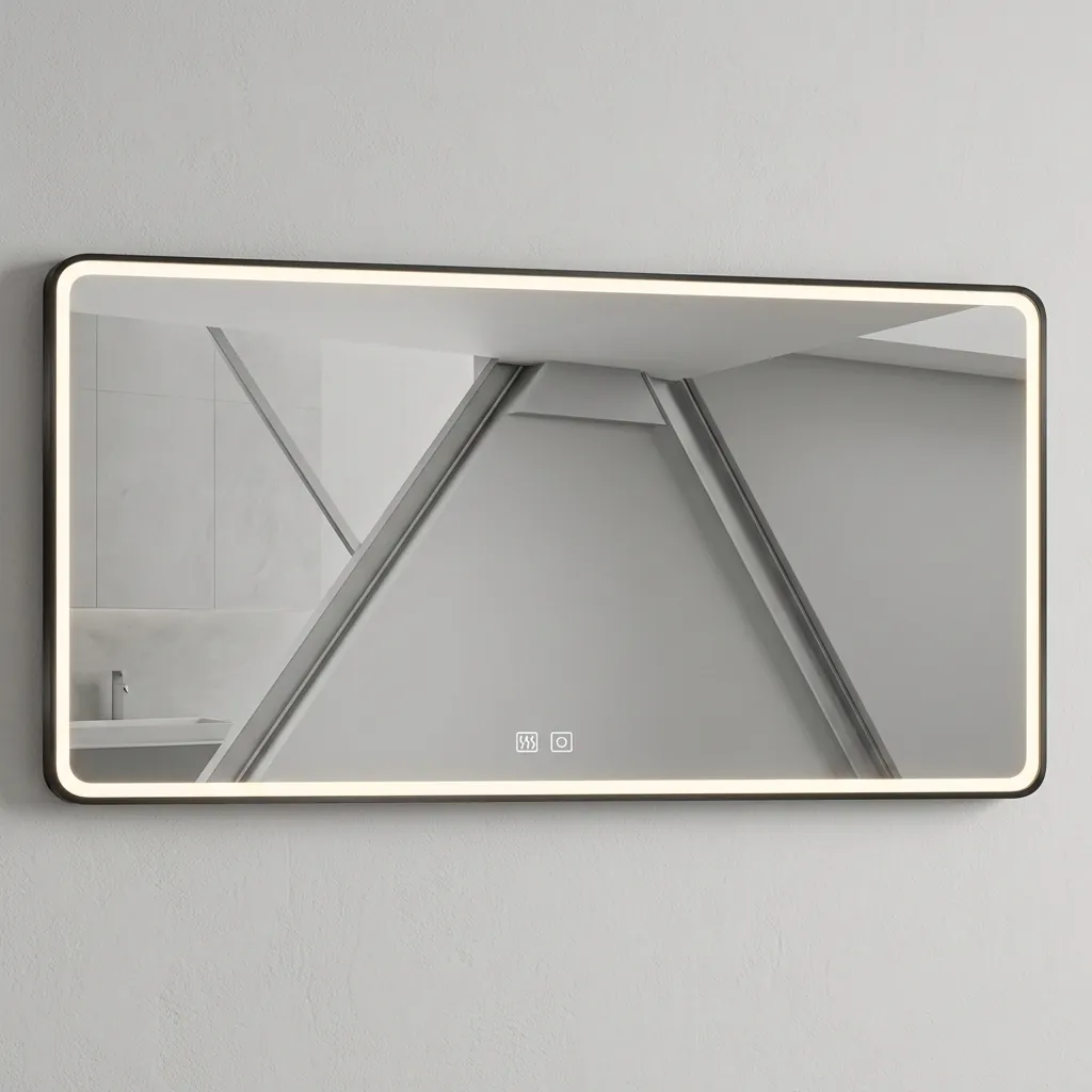Rounded Rectangle Framed LED Front-Light Mirror with Touch Dimmer [1029] — LHM-1029 (image 2)