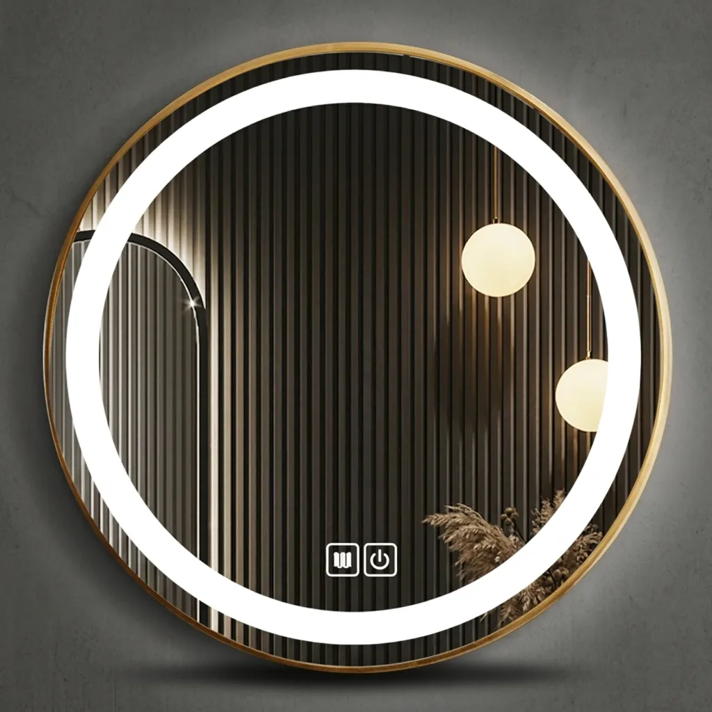 Round Framed LED Front-Light Mirror with Touch Dimmer — LHM-1030 (image 2)
