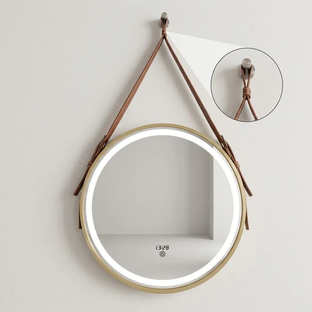 Round Framed LED Front-Light Mirror with Digital Clock — LHM-1032 (image 3)