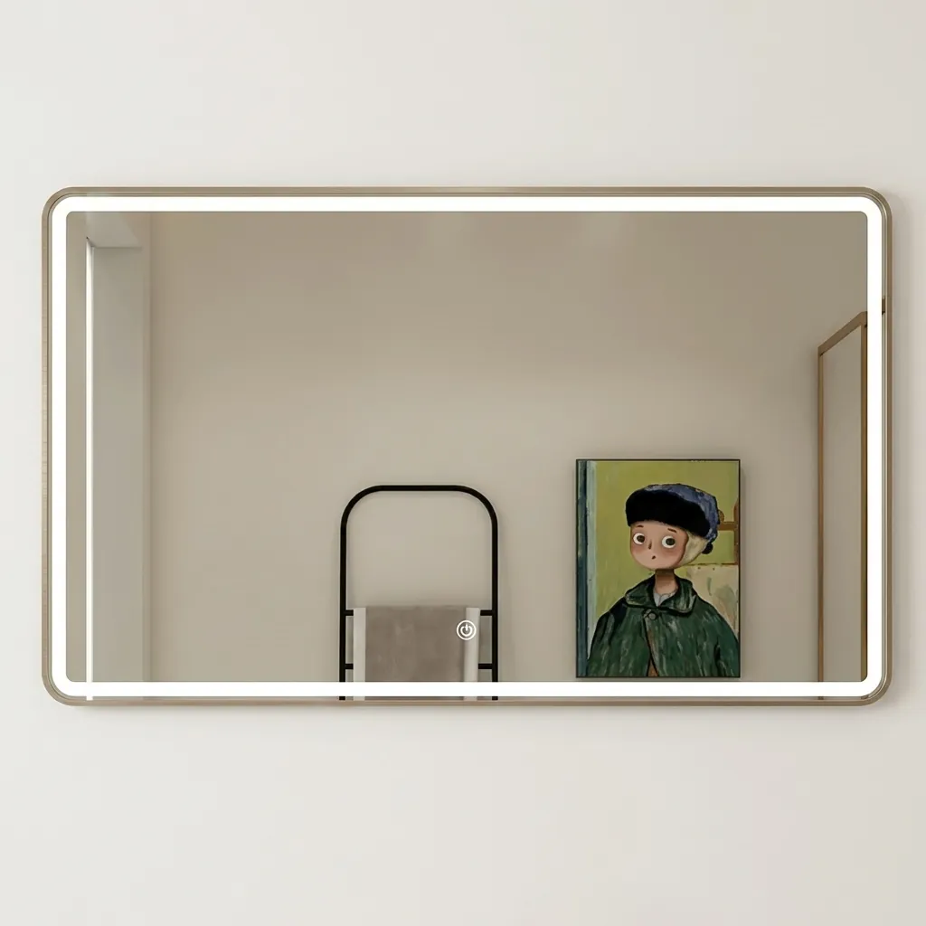 Round-Rect Frameless Front-Lit Mirror with Touch Dimmer [1035] — LHM-1035 (image 2)