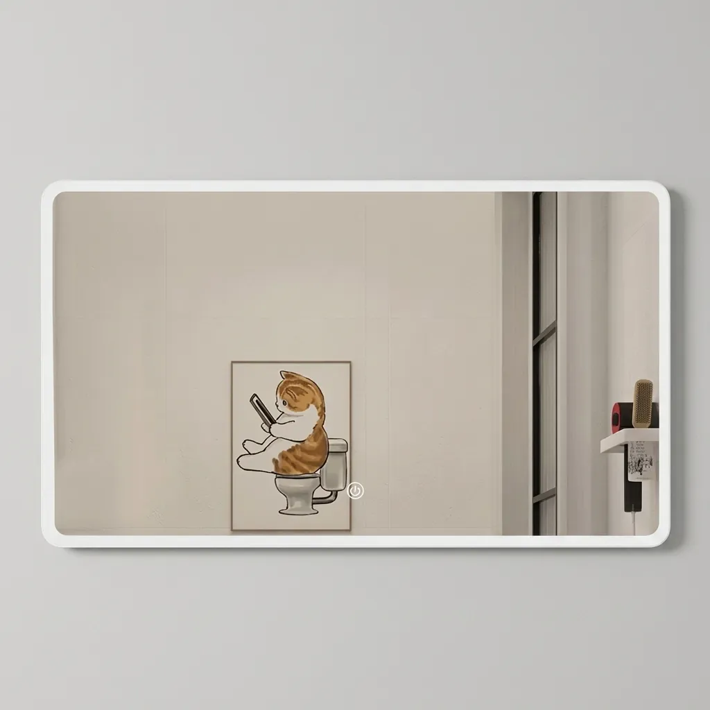 Round-Rect Frameless Front-Lit Mirror with Touch Dimmer [1036] — LHM-1036 (image 2)