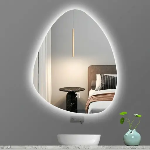 Water Droplet Frameless LED Backlit Mirror with Touch Dimmer