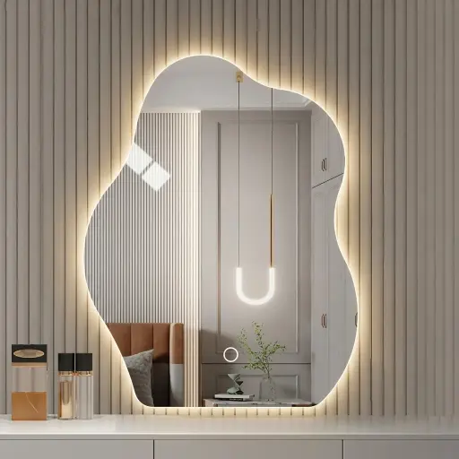 Irregular Cloud Frameless LED Backlit Mirror with Touch Dimmer