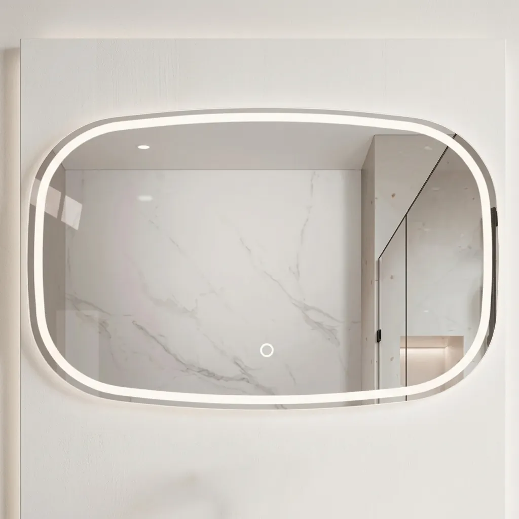 Round-Rect Frameless Front-Lit Mirror with Touch Dimmer [1051] — LHM-1051 (image 2)