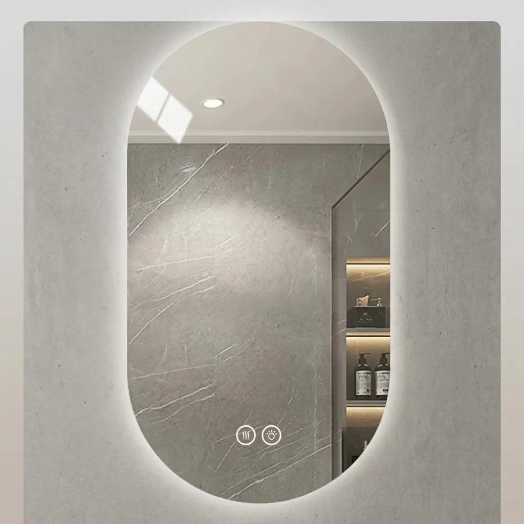 Oval Frameless LED Backlit Mirror with Touch Dimmer — LHM-1052 (image 2)